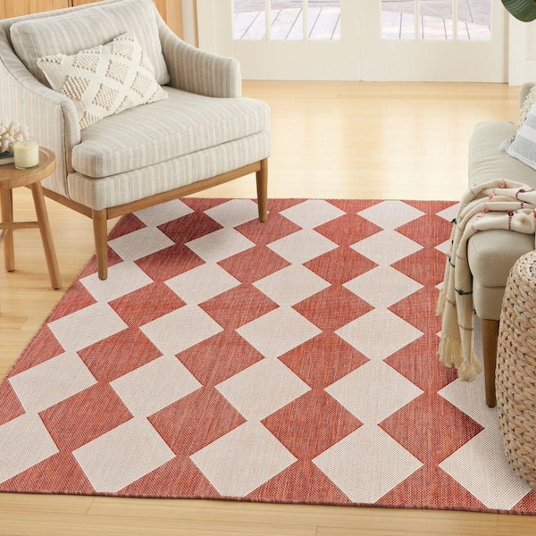 Positano Terracotta 4 ft. x 6 ft. Diamond Contemporary Area Rug