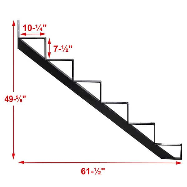 6-Steps Steel Stair Stringer black 7-1/2 in. x 10-1/4 in. (Includes 1 Stair Stringer)