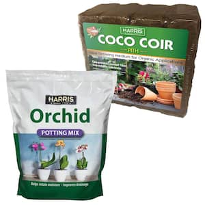 9 Gal. Expanding Coco Coir Pith (4 Brick pack) & 4 Qt. Premium Orchid Potting Mix