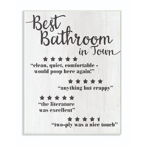 12 in. x 18 in. "Five Star Bathroom Black And White" by Daphne Polselli Wood Wall Art