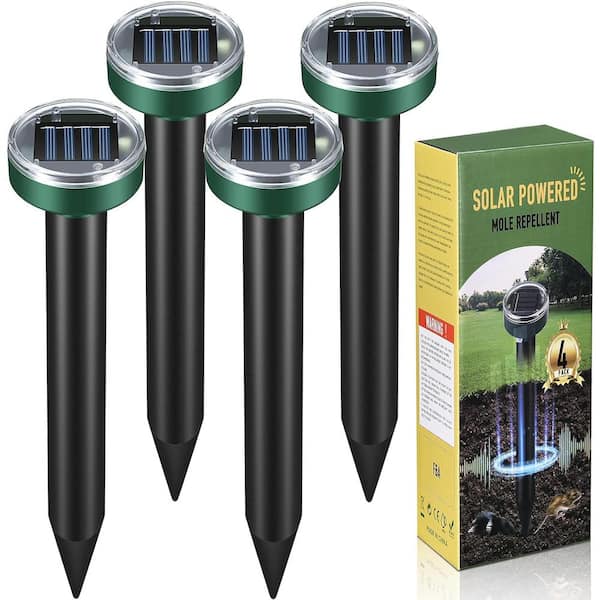 5-Watt Solar Mole Electronic Outdoor Dogs, Cat, Coyote, Deer, Fox, Racoon, Skunk Ultrasonic Spikes Repellent (4-Pack)