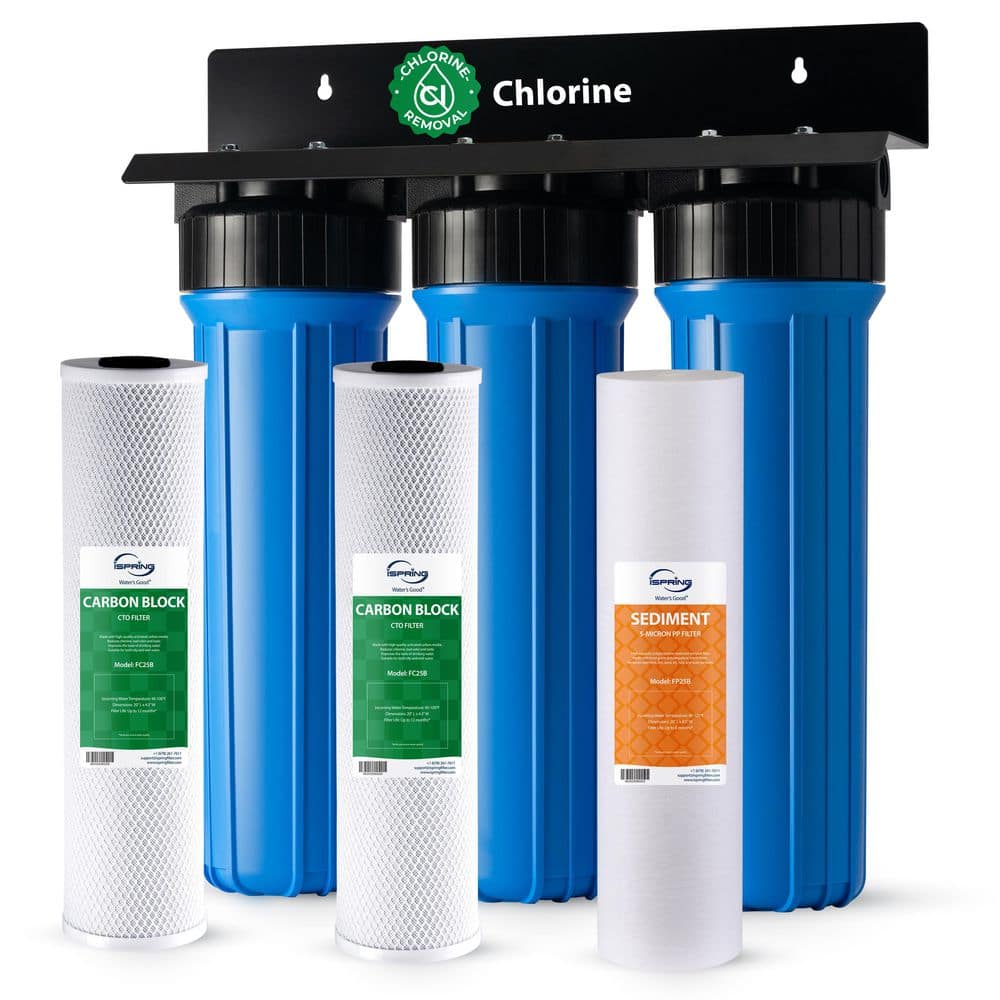 3-Stage Whole House Water Filter System, Reduces Sediment, Taste, Odor, and up to 99% Chlorine,