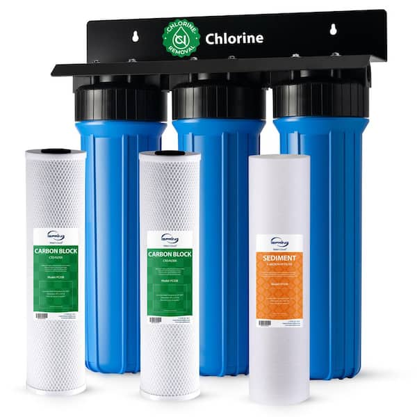 3-Stage Whole House Water Filter System, Reduces Sediment, Taste, Odor, and up to 99% Chlorine,