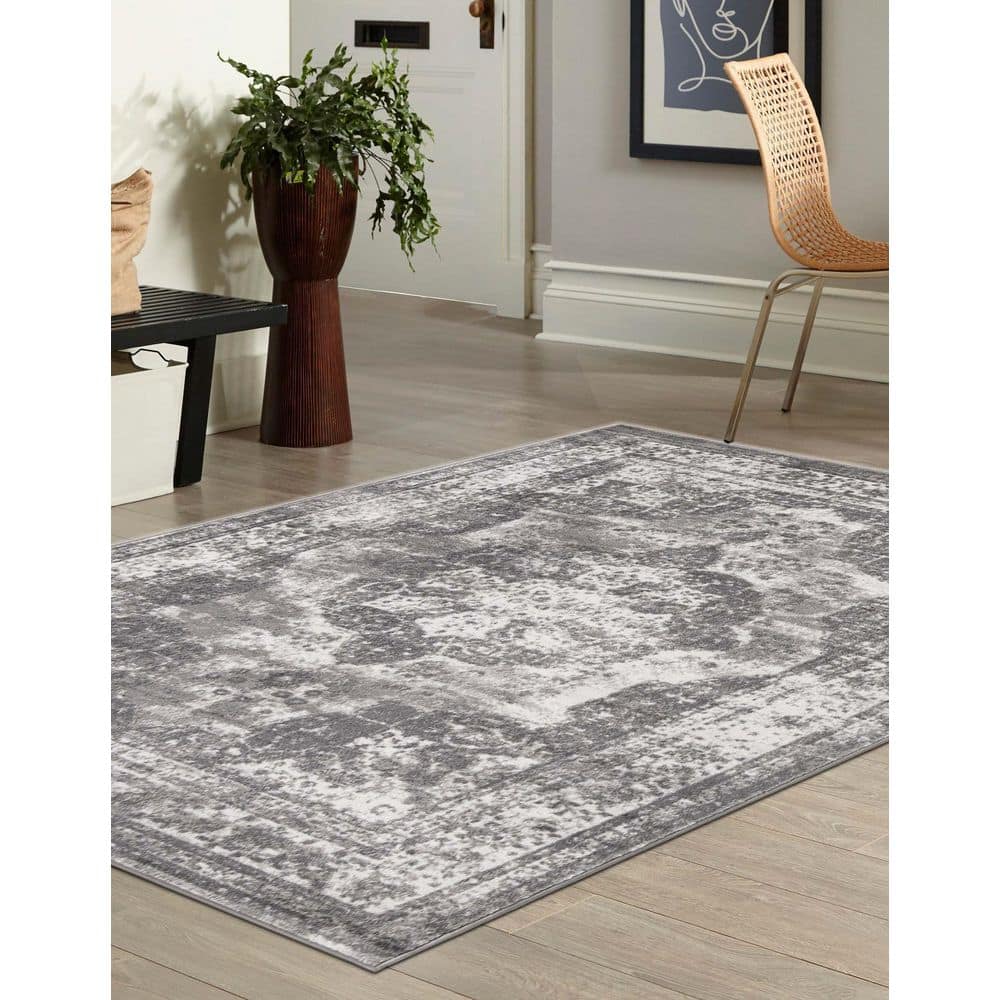 Salle Garnier Sofia 9' x 12' Rectangular Gray Indoor Area Rug