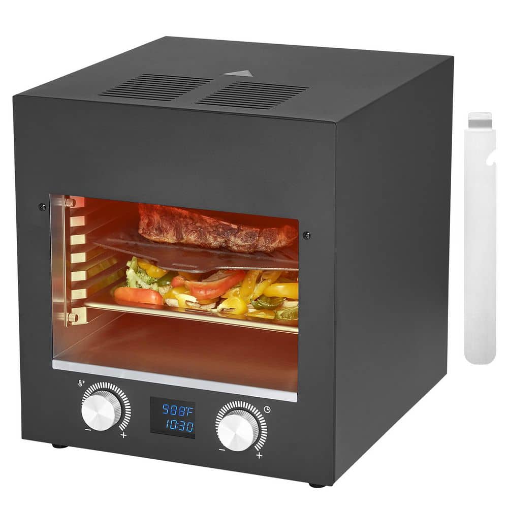 1800 W Electric Steak Grill, Portable Propane Grill in Black, Stainless Steel with 6-Tier Rack for Indoor Use