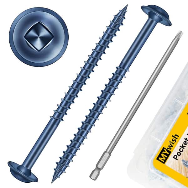 100-Pack #8 x 2-1/2 in. Blue Self-Tapping Square Washer Head Wood Screws (100-Piece)