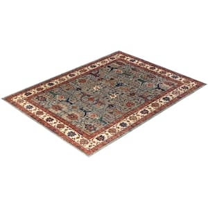 Serapi Light Blue 9 ft. x 12 ft. Tribal Wool Indoor Area Rug