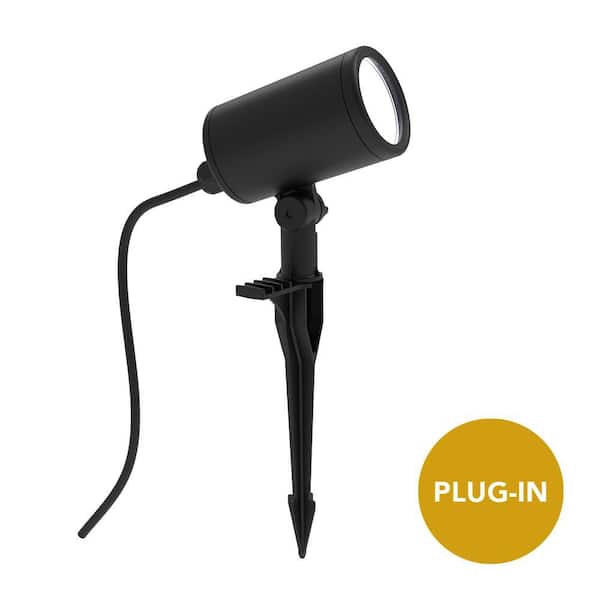 250 Lumen Black Plug-in Integrated LED Outdoor Spotlight with Timer and 10 ft. Power Cable