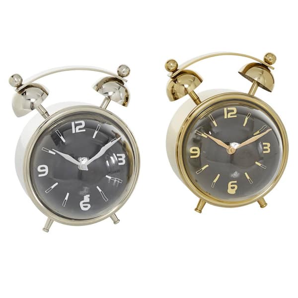 Litton Lane Multi Colored Stainless Steel Contemporary Analog Tabletop Clock (Set of 2)