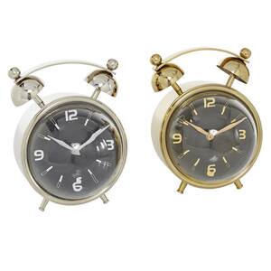 Multi Colored Stainless Steel Contemporary Analog Tabletop Clock (Set of 2)