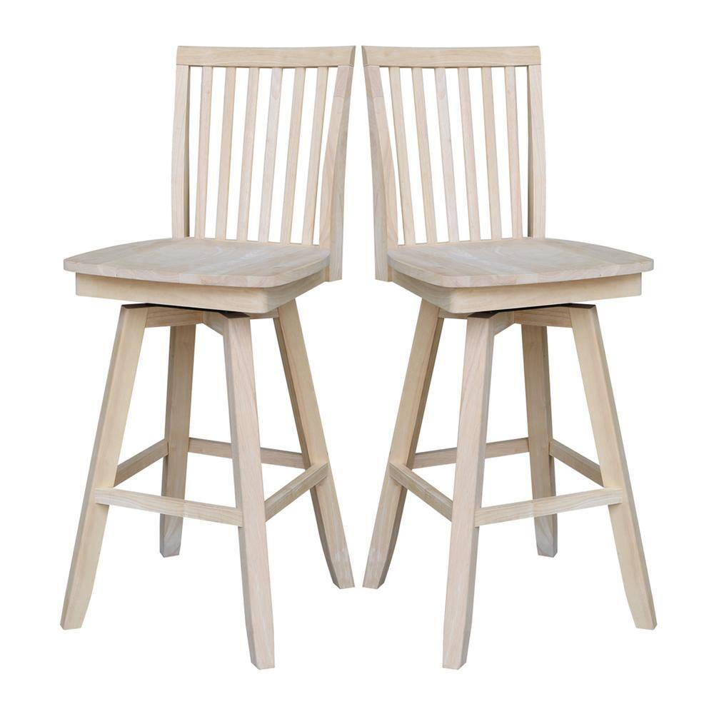 Traditional Rubberwood Swivel Bar Stool in Rich Brown