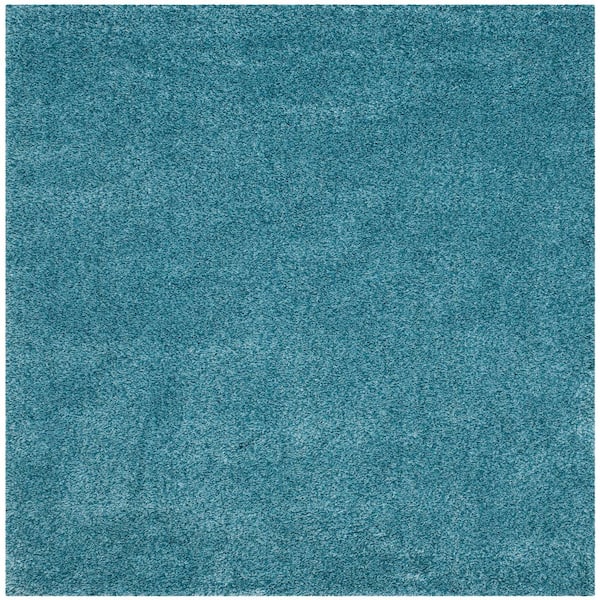 SAFAVIEH California Shag Turquoise 4 ft. x 4 ft. Square Solid Area Rug