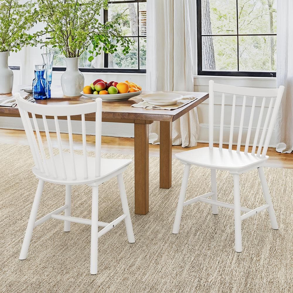 ホワイト カーブ型バックレストチェア2脚セット LUE BONA Winston White Classic Windsor Dining Chair Solid Wood