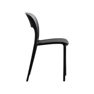Katherina Black Armless Plastic Outdoor Patio Dining Chairs (2-Pack)