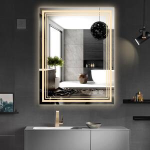 36 in. W x 28 in. H Large Rectangular Frameless Wall Mount LED Dimmable Bathroom Vanity Mirror Anti-fog Front Light