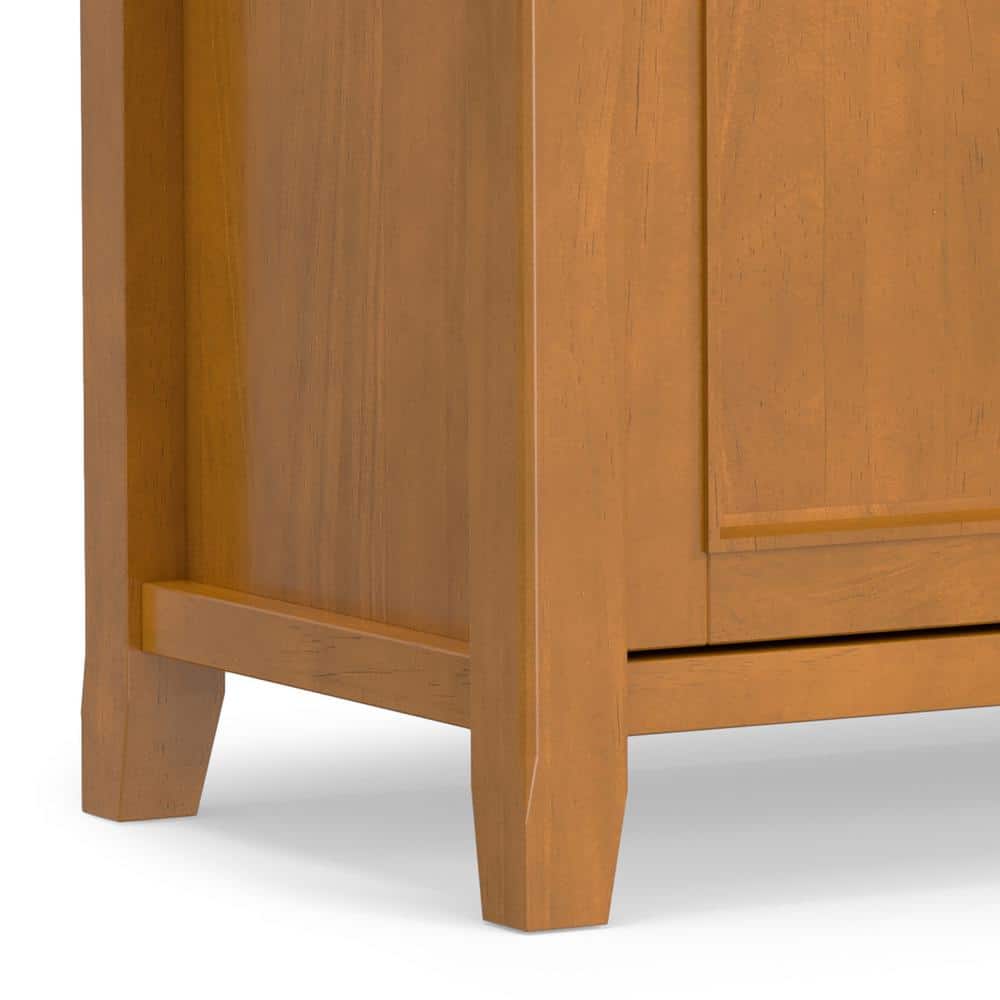 Light Golden Brown Solid Wood TV Media Stand with Cabinets