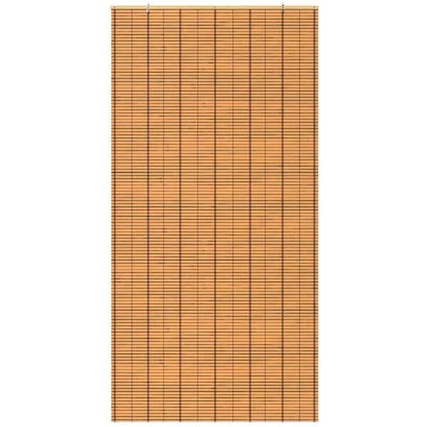 Oriental Furniture Burnt Bamboo Cordless Window Shade Two-Tone Honey 36 in. W x 72 in. L
