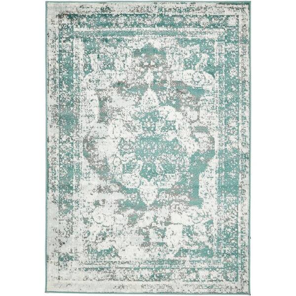 Unique Loom Sofia Salle Garnier Turquoise 4' 0 x 6' 0 Area Rug