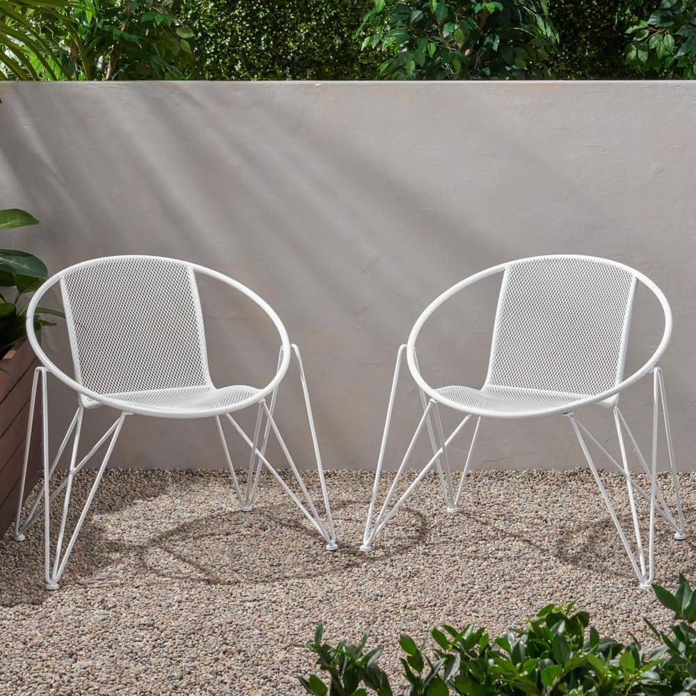 Sungrd Outdoor Iron Georgia Matte White Metal Patio Club Chair (2-Pack ...