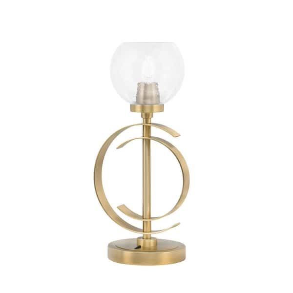 Unbranded Delgado 16.5 in. New Age Brass Piano Desk Lamp with Clear Bubble Glass Shade