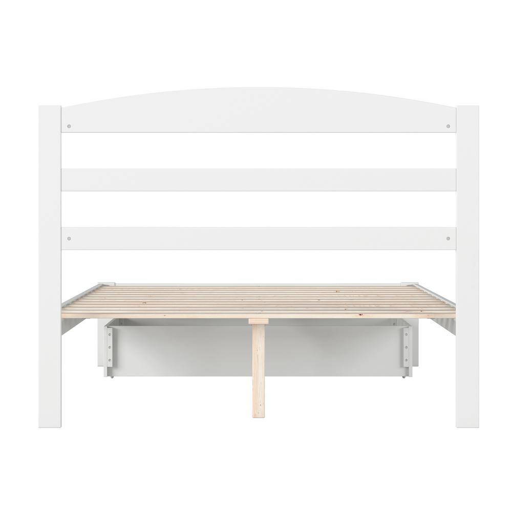 Warren White Full Platform Bed with Storage Drawer