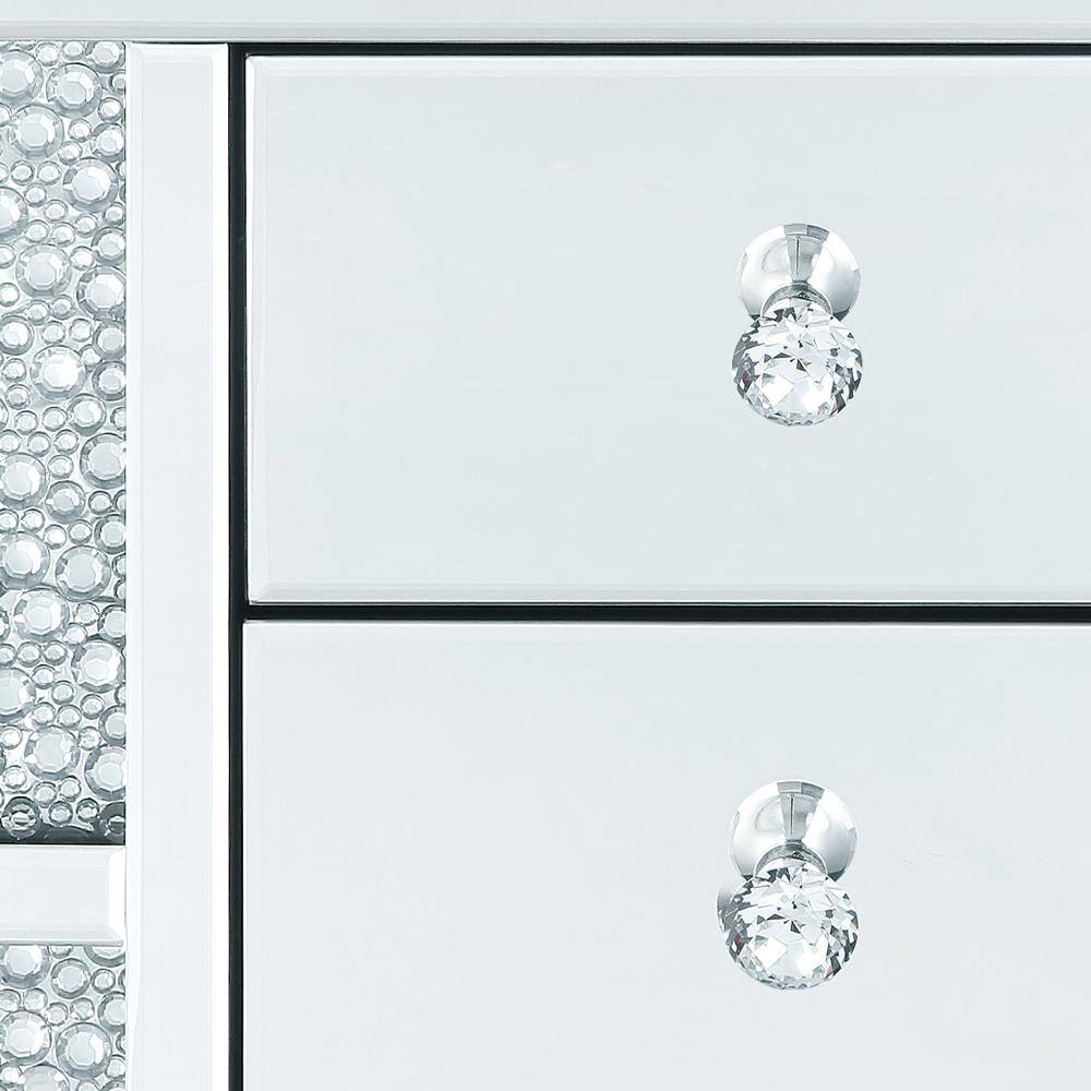 Mallika Mirrored 3-Drawer Accent Table with Faux Crystals