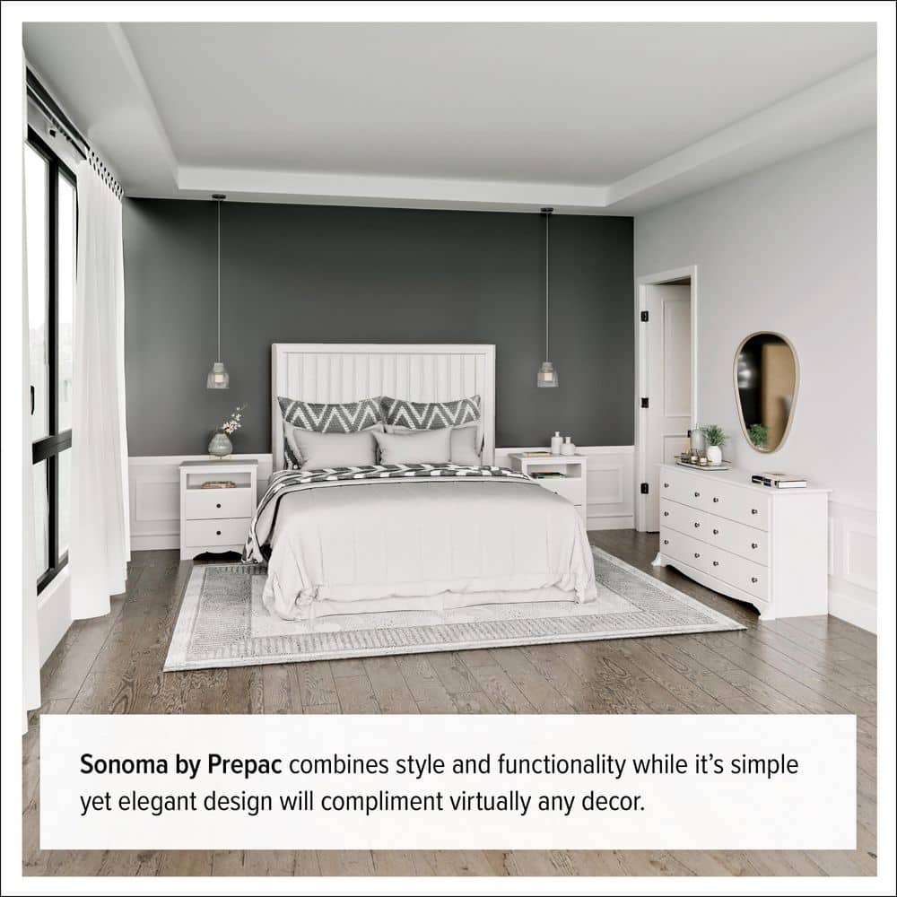 Compact Monterey 6-Drawer Nursery Dresser in White with Deep Storage