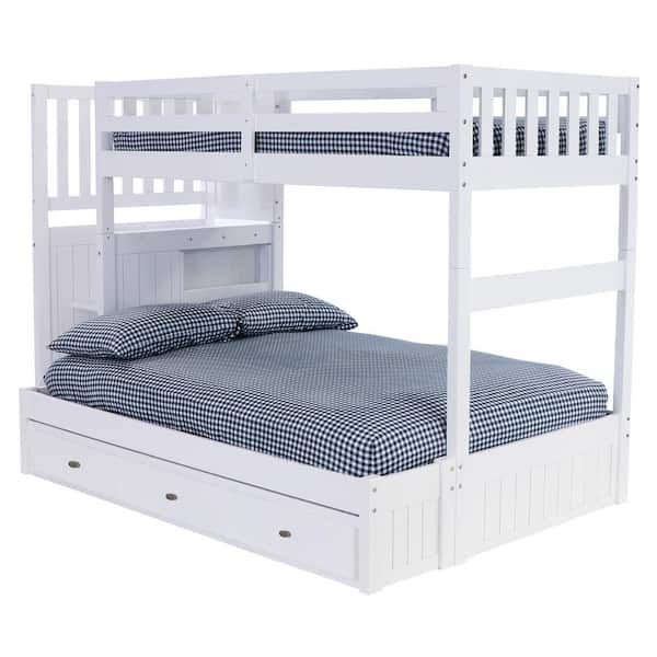 Atlantic Furniture Columbia model twin full Staircase bunk bed kids bedroom  furniture. Atlantic furniture brand twin full bunkbeds and columbia bunk  beds with stairs steps and stairway in Antique Walnut, White Natural