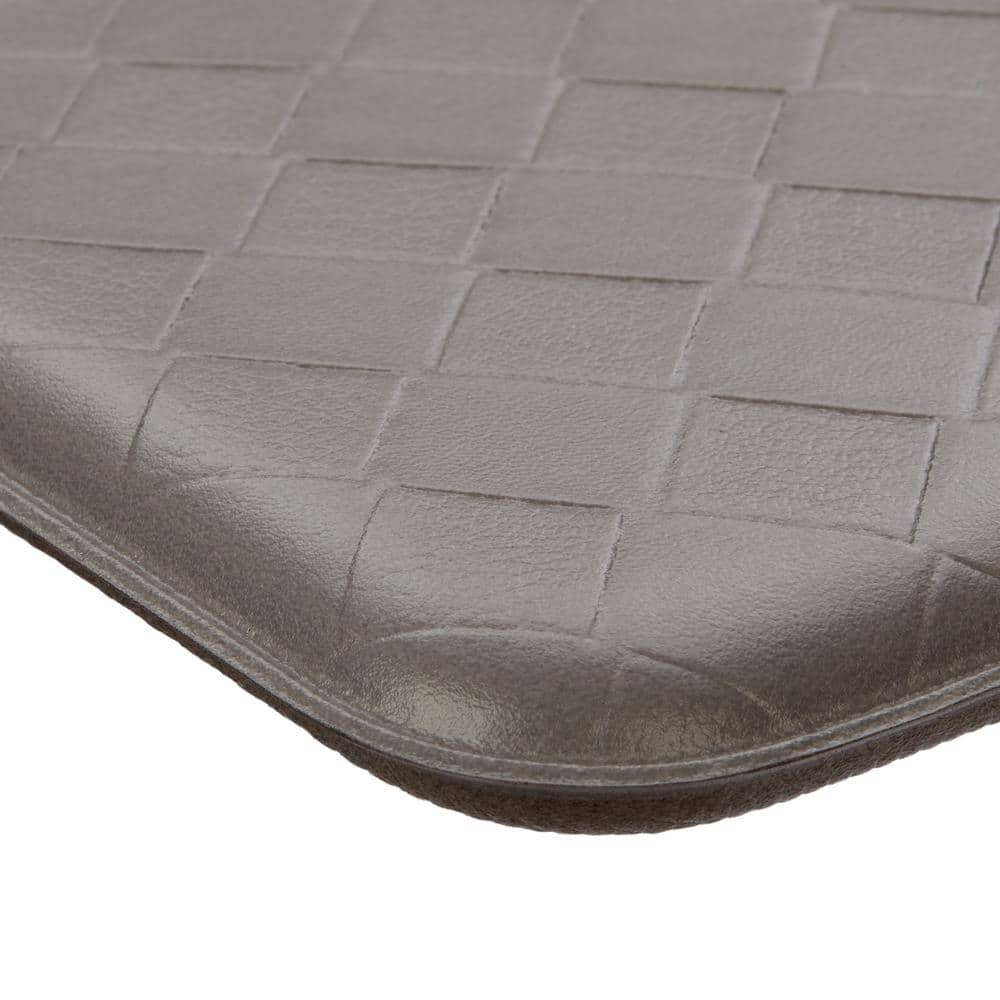 Gray Foam Anti-Fatigue Kitchen Mat with Basketweave Pattern, 17.5 x 32 in