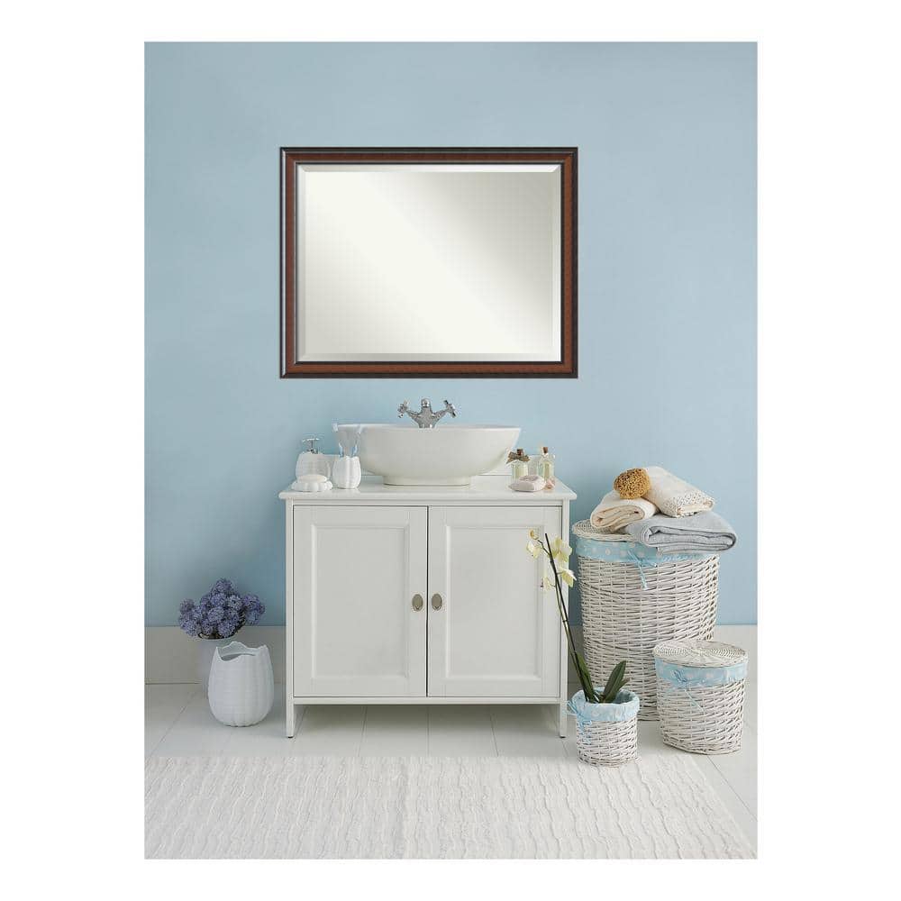 Cyprus Walnut 44.75 in. x 34.75 in. Beveled Rectangle Wood Framed Bathroom 