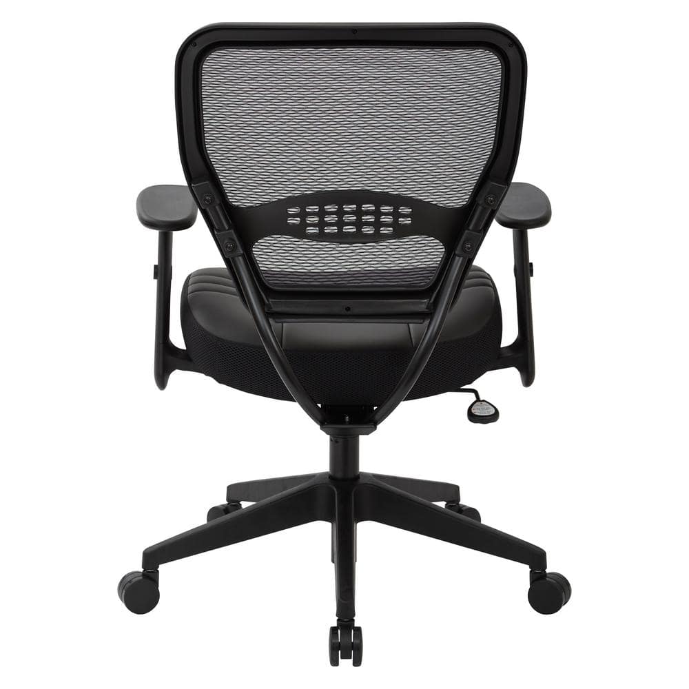 Executive Black Leather & Mesh Office Chair with Adjustable Arms