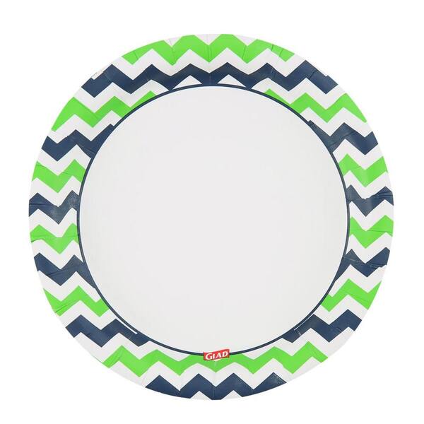 7'' White with Gold Chevron Pattern Square Party Paper Plates