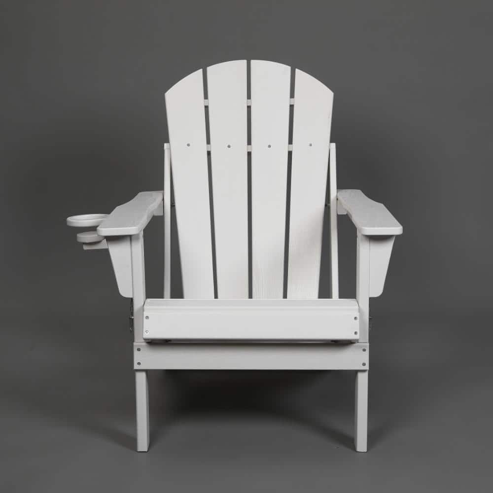 Folding Adirondack Chair with Dual Cup Holder - Composite Adirondack Chair with Wood Texture- White price history on PriceWatchPro