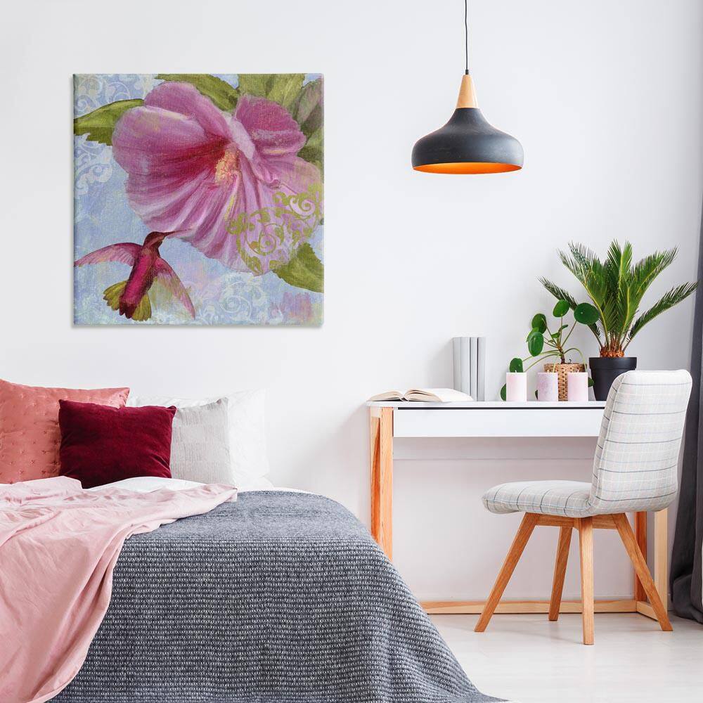 Hummingbird and Purple Poppy by Sasha Unframed Nature Graphic Art Print 36 in. x 36 in. price history on PriceWatchPro