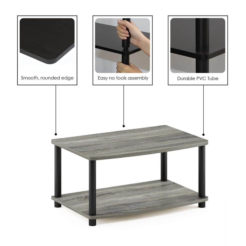 Gray Wood and Black 2-Tier Modern TV Stand