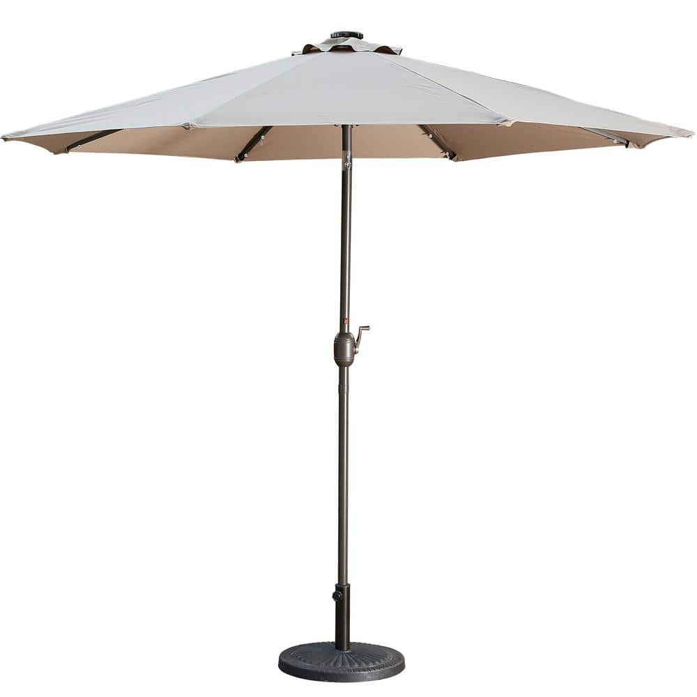 9 ft. Aluminum Market High Quality Solar LED Light Tilt Patio Beach Umbrell
