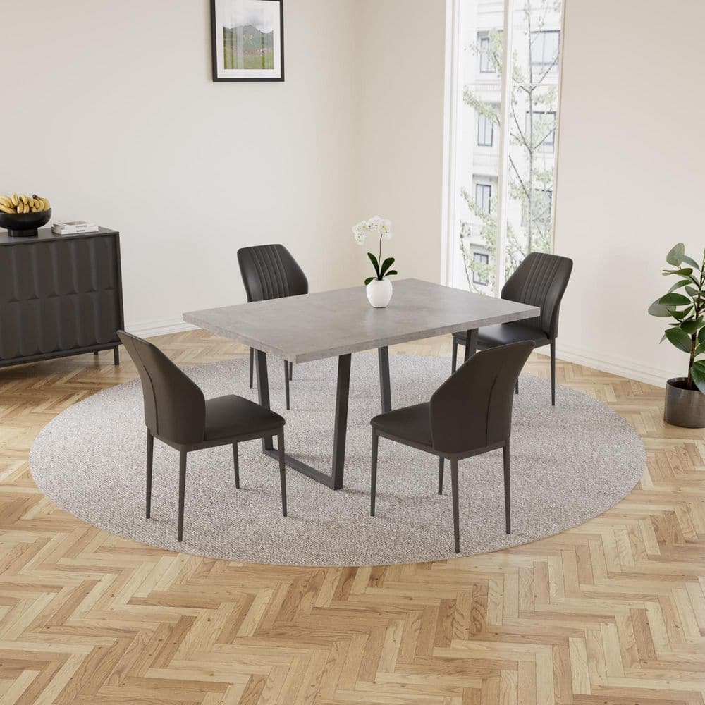 Go Janel GOJANE Modern 5-Piece Rectangle Gray MDF Top Dining Room Set Seating 4 ...