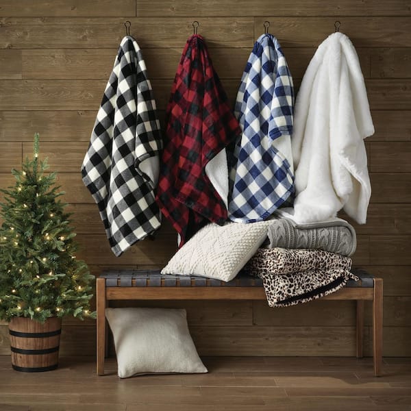 Sherpa Fleece Blanket Check Sherpa Throw Grey Check Sherpa Fleece
