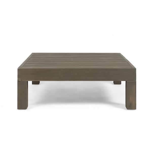 Noble House Kaena Gray Square Wood Outdoor Patio Coffee Table