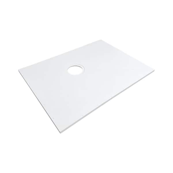 Transolid Ready to Tile 30.3 in. L x 45.28 in. W Alcove Shower Pan Base with Rear Drain in White