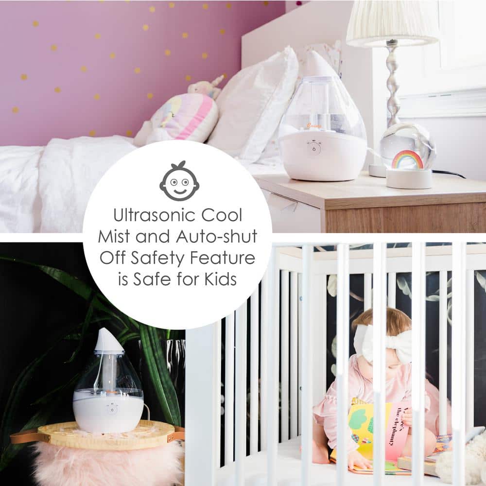 Clear and White Ultrasonic Cool Mist Humidifier with Auto Shutoff