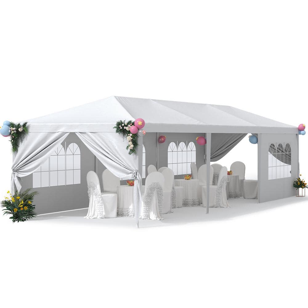 10x30FT White Outdoor Canopy Tent with Removable Sidewalls