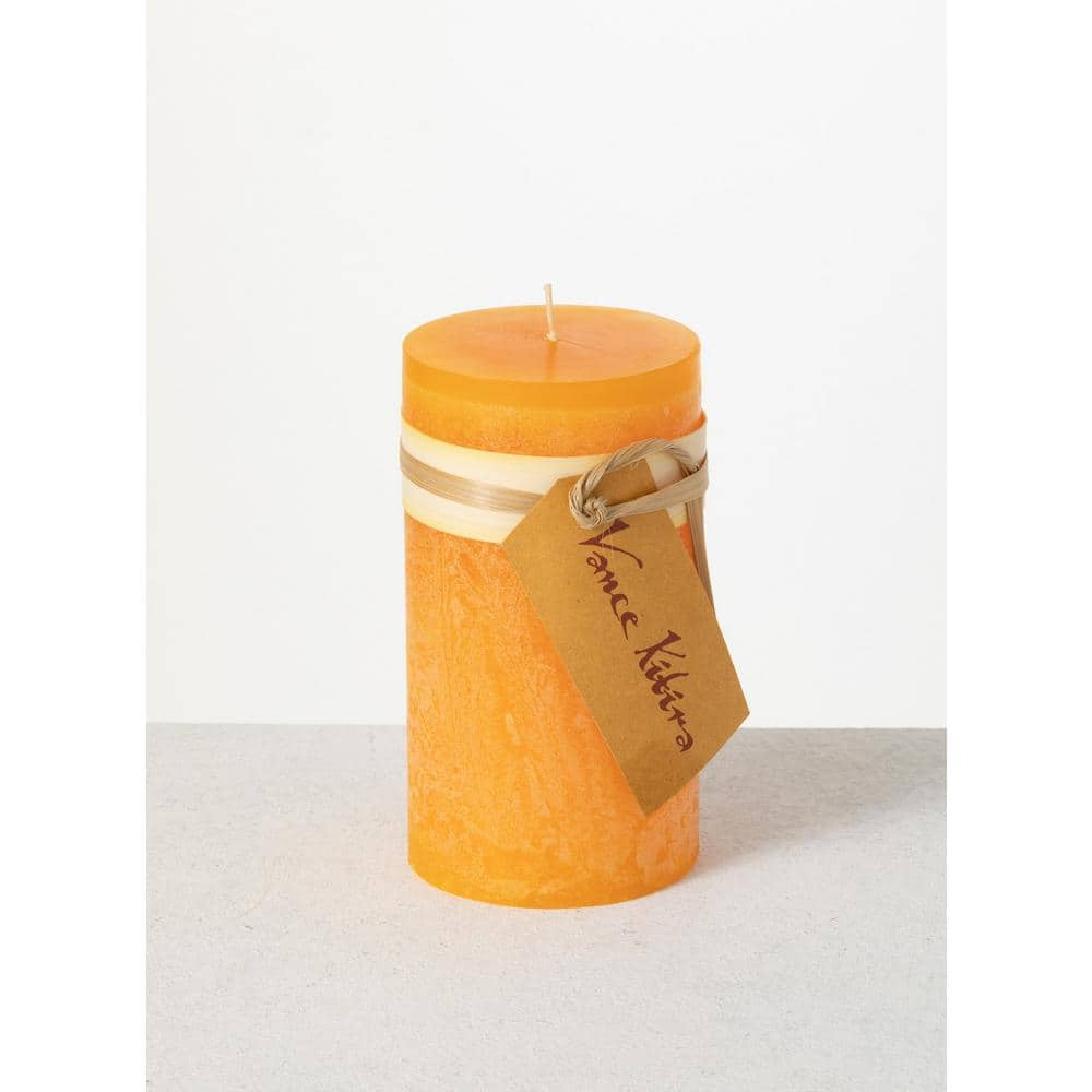 Vance Kitira 6" Pumpkin Timber Pillar Candle CT246PMKN The Home Depot