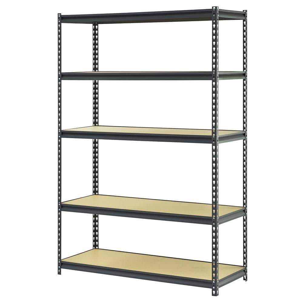 Heavy-Duty Black Steel 5-Shelf Adjustable Storage Rack