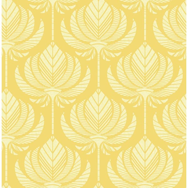 A-Street Prints Palmier Yellow Lotus Fan Wallpaper Sample