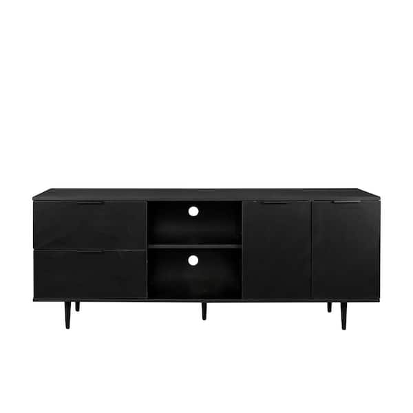 JASIWAY Black TV Stand TV Console Fits TVs up to 65 in. with 2 Storage Drawers and 2 Open shelves
