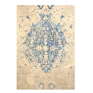 Area Rug Blue 5 ft. 3 in. x 7 ft. 6 in. Machine-made Polyester Distressed Bohemian Moderno Medallion Area Rug