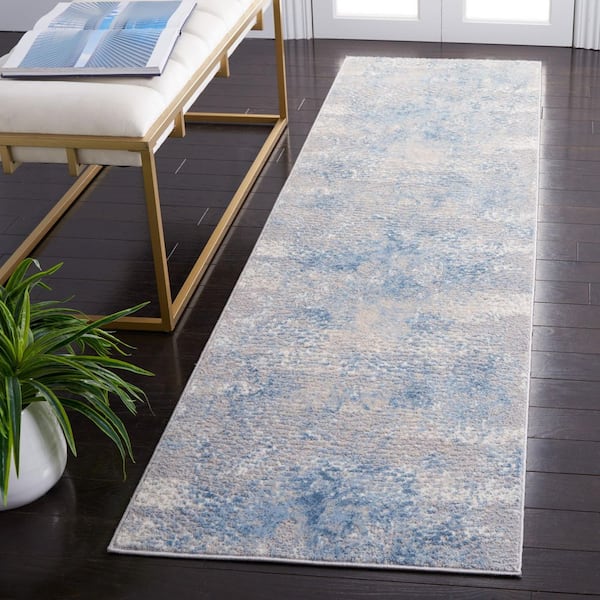 Lagoon 2 ft. x 8 ft. Gray/Blue High-Low Abstract Runner Rug