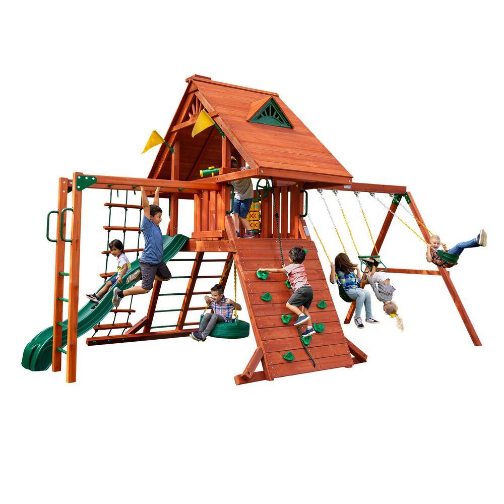 Pro Assembled Sun Palace II Wood Backyard Playset with Monkey Bars, Tire Swing, Swing Set, and Playground Accessories price history on PriceWatchPro