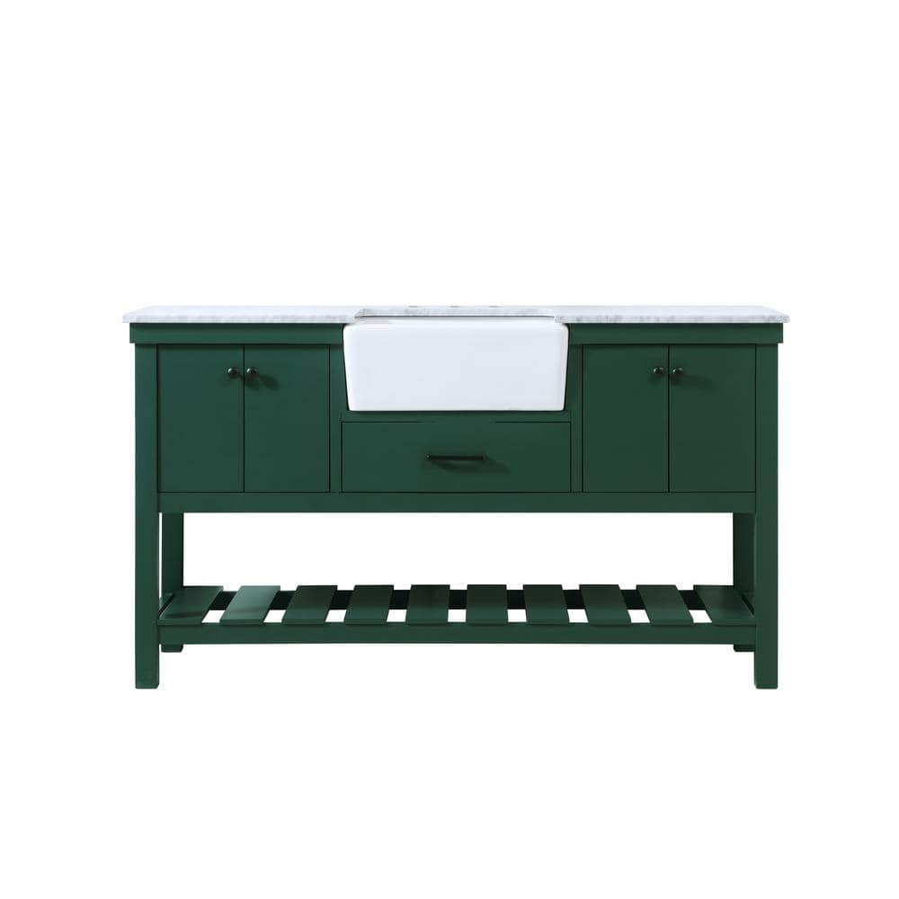 Timeless Home 22 in. W x 60 in. D x 34.125 in. H Bath Vanity in Green with 